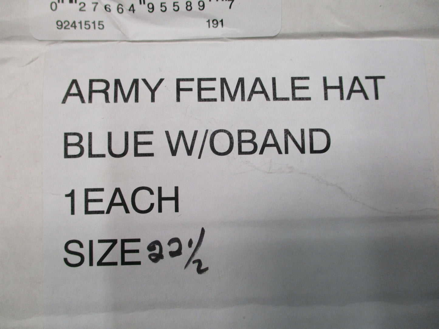Women’s Army Dress Blue Hat Bonk Uniform Size Blue 450 Woman's 22 1/2