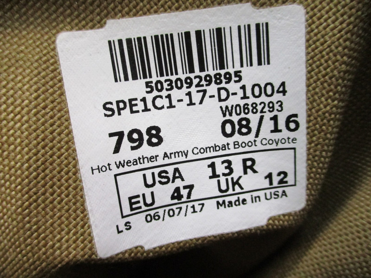 Rocky Army Hot Weather Combat Boots AR 670-1 Compliant Size 13R Coyote Brown