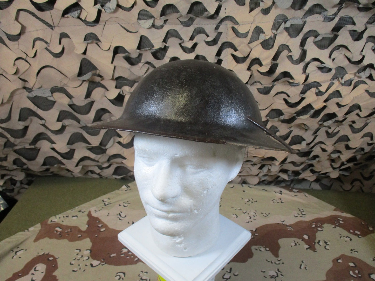 British Vintage Steel Brodie Helmet Shell WWI WWII Era Military Collectible