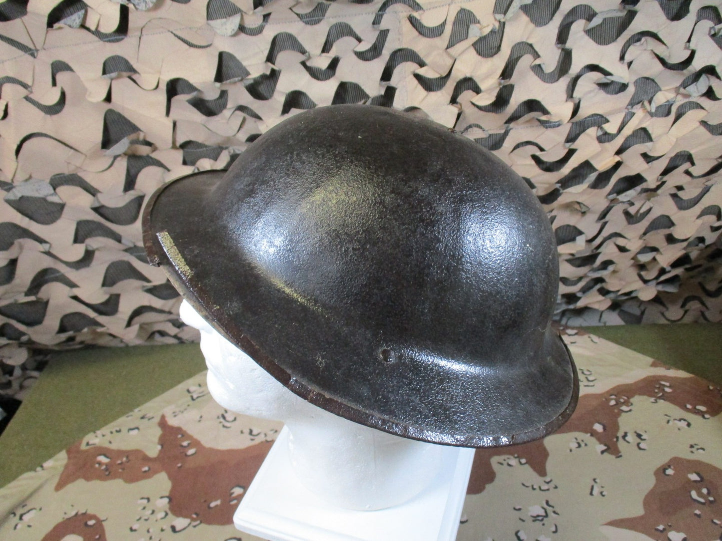 British Vintage Steel Brodie Helmet Shell WWI WWII Era Military Collectible