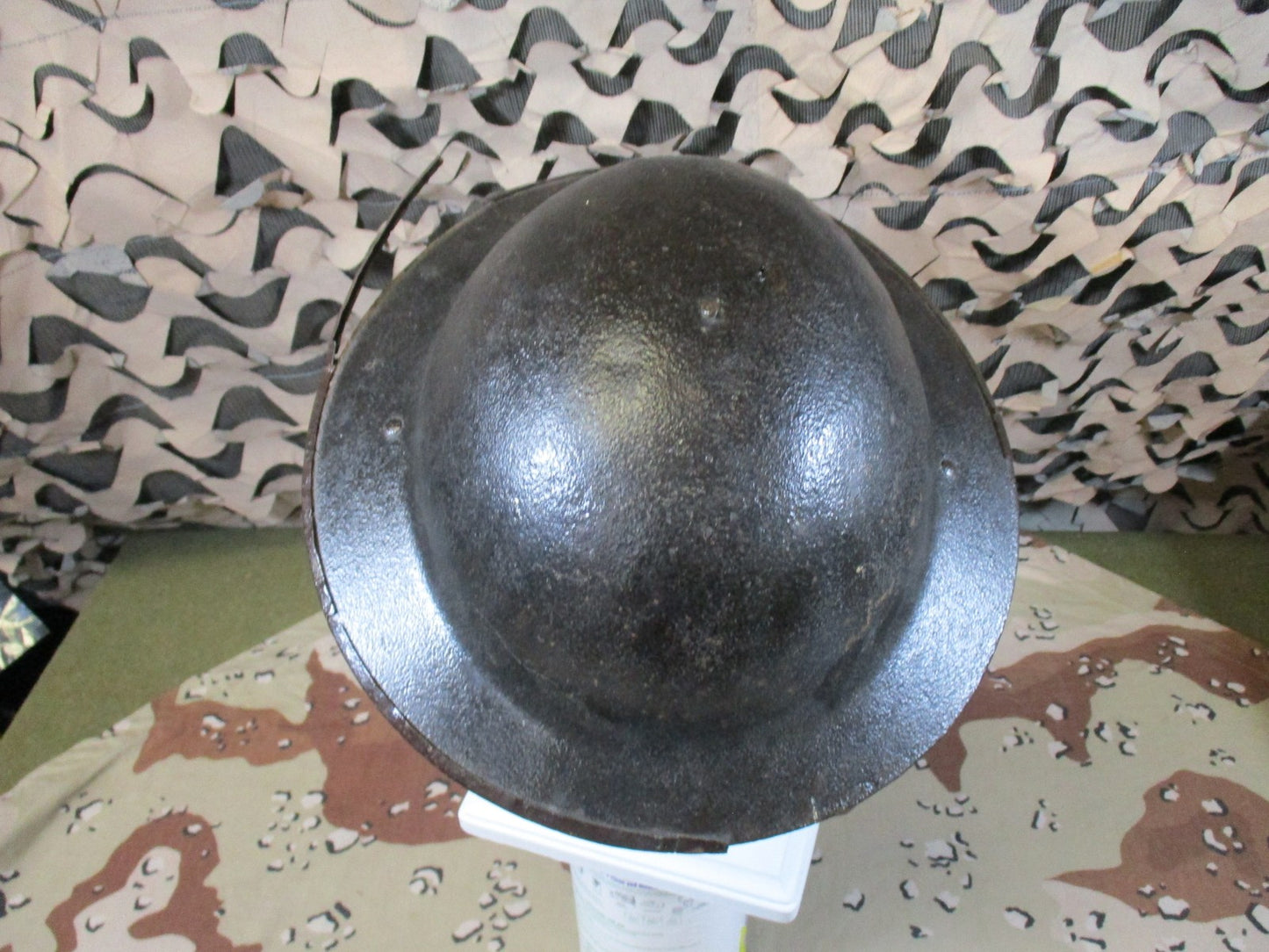 British Vintage Steel Brodie Helmet Shell WWI WWII Era Military Collectible