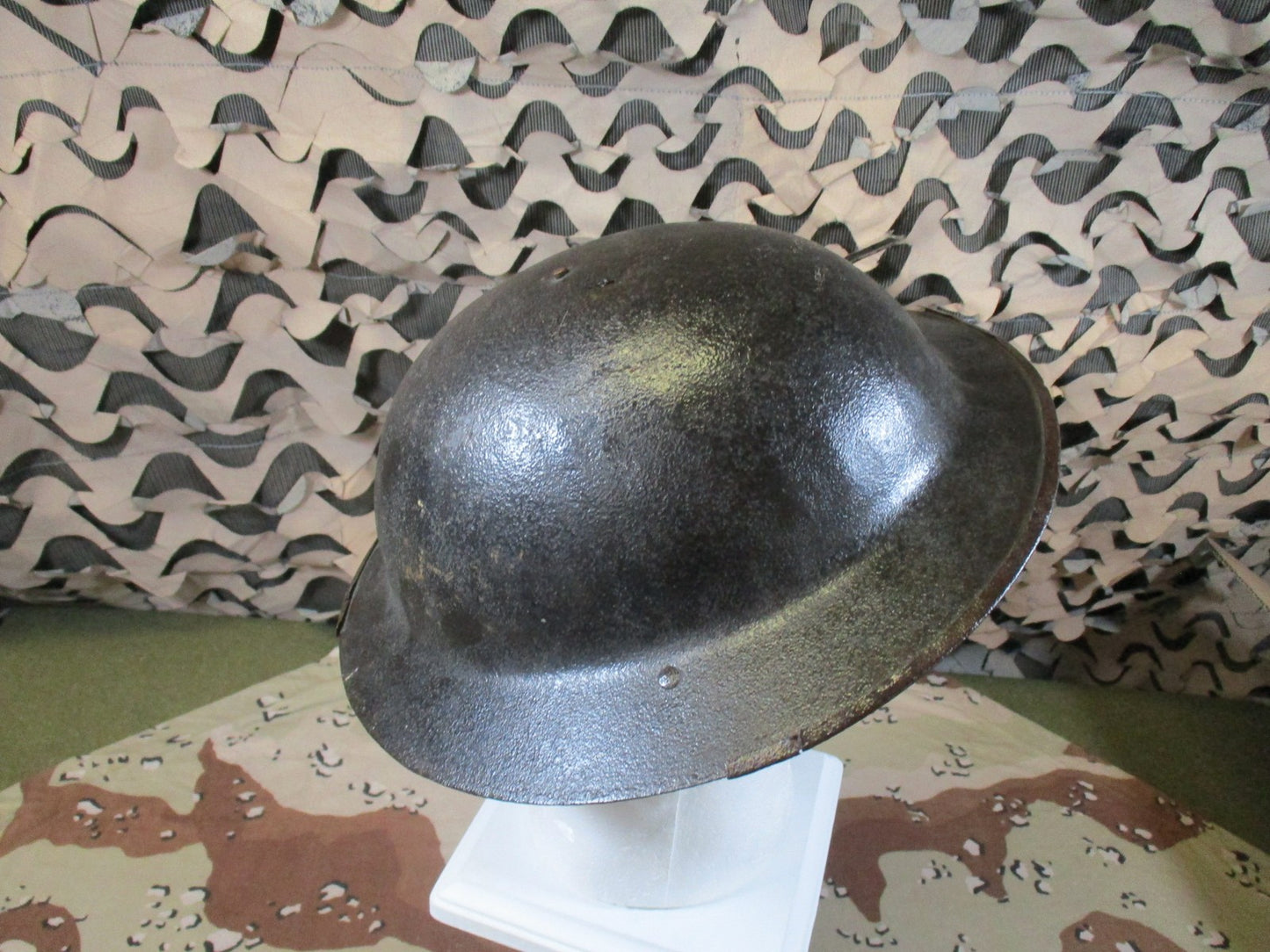 British Vintage Steel Brodie Helmet Shell WWI WWII Era Military Collectible