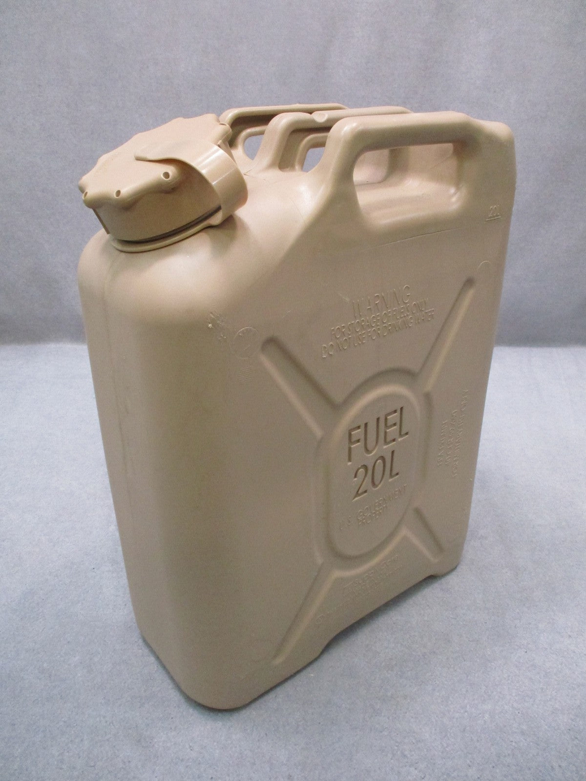 Desert Tan Military Fuel Can 5 Gallon Storage Container - Used 20L Capacity