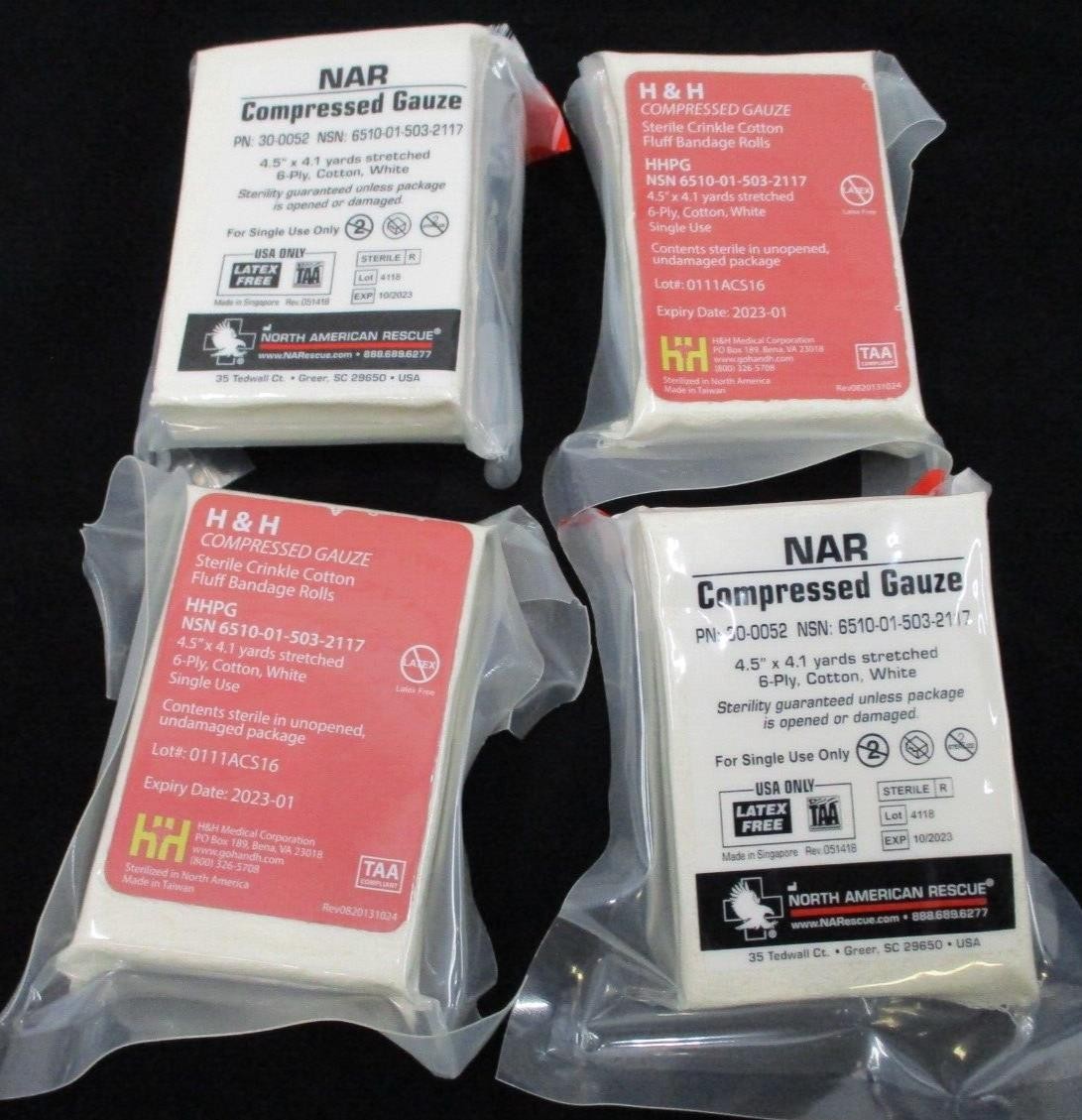 USGI Compressed Gauze 10 Pack H&H NAR Military IFAK Training Expired 2023-2024