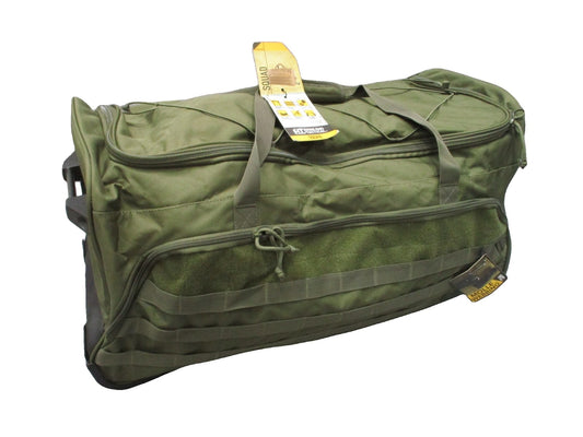 Highland Tactical Squad Rolling Duffel Bag Olive Drab Deployment Duffle w Wheels