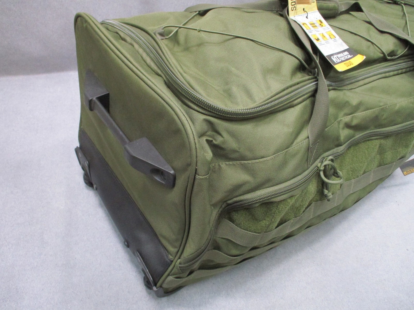 Highland Tactical Squad Rolling Duffel Bag Olive Drab Deployment Duffle w Wheels