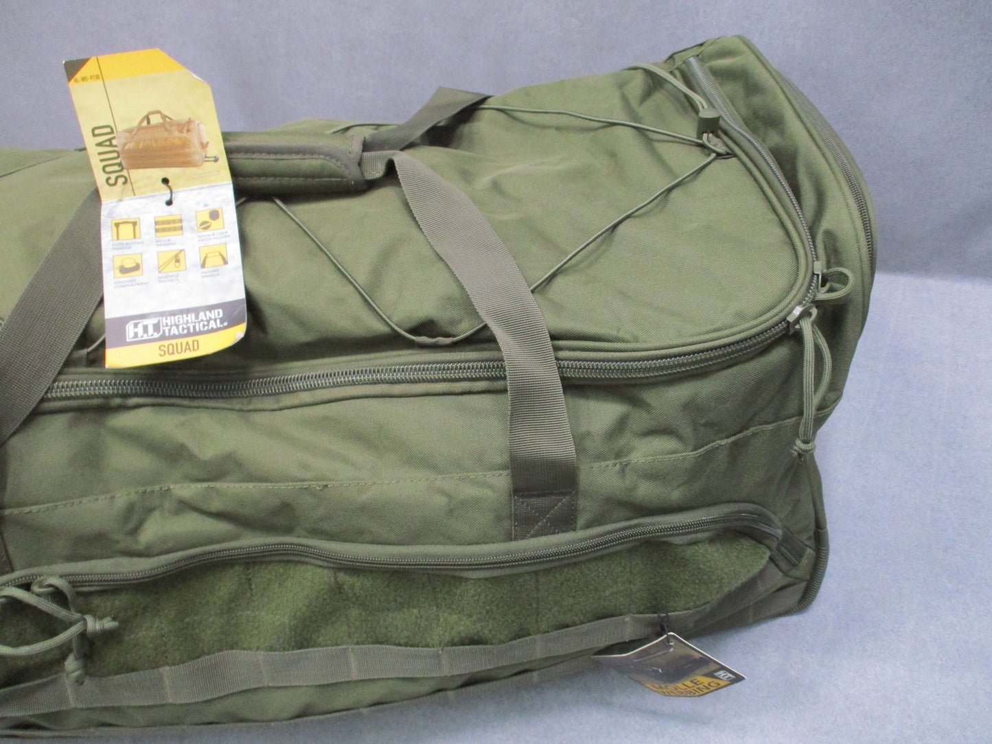 Highland Tactical Squad Rolling Duffel Bag Olive Drab Deployment Duffle w Wheels