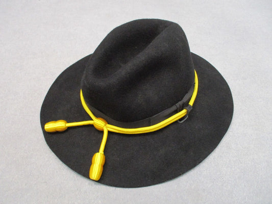 Stetson Black Felt Cavalry Hat  Size 6-3/4 R w/ Yellow Cord