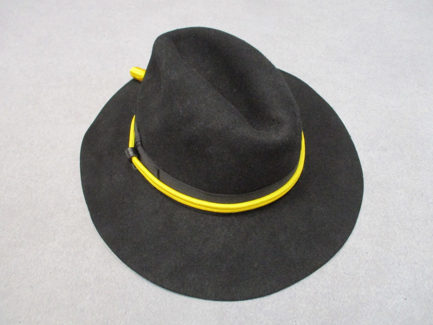 Stetson Black Felt Cavalry Hat  Size 6-3/4 R w/ Yellow Cord