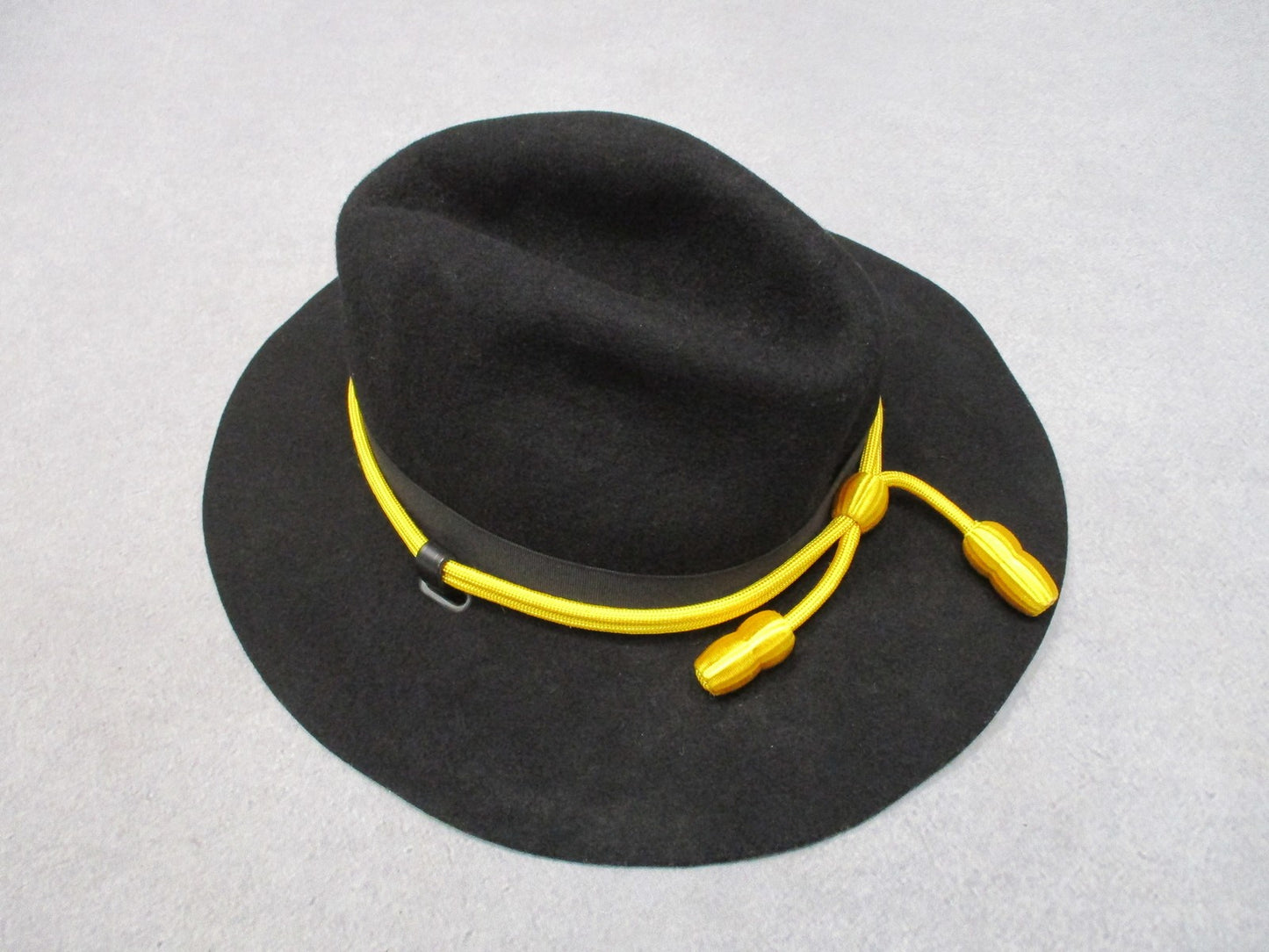 Stetson Black Felt Cavalry Hat  Size 6-3/4 R w/ Yellow Cord