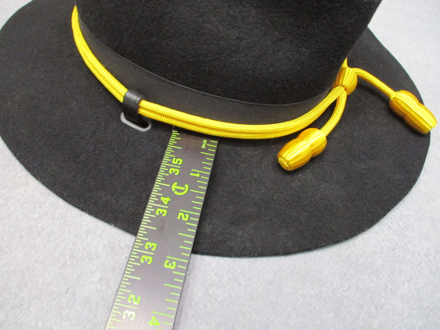 Stetson Black Felt Cavalry Hat  Size 6-3/4 R w/ Yellow Cord