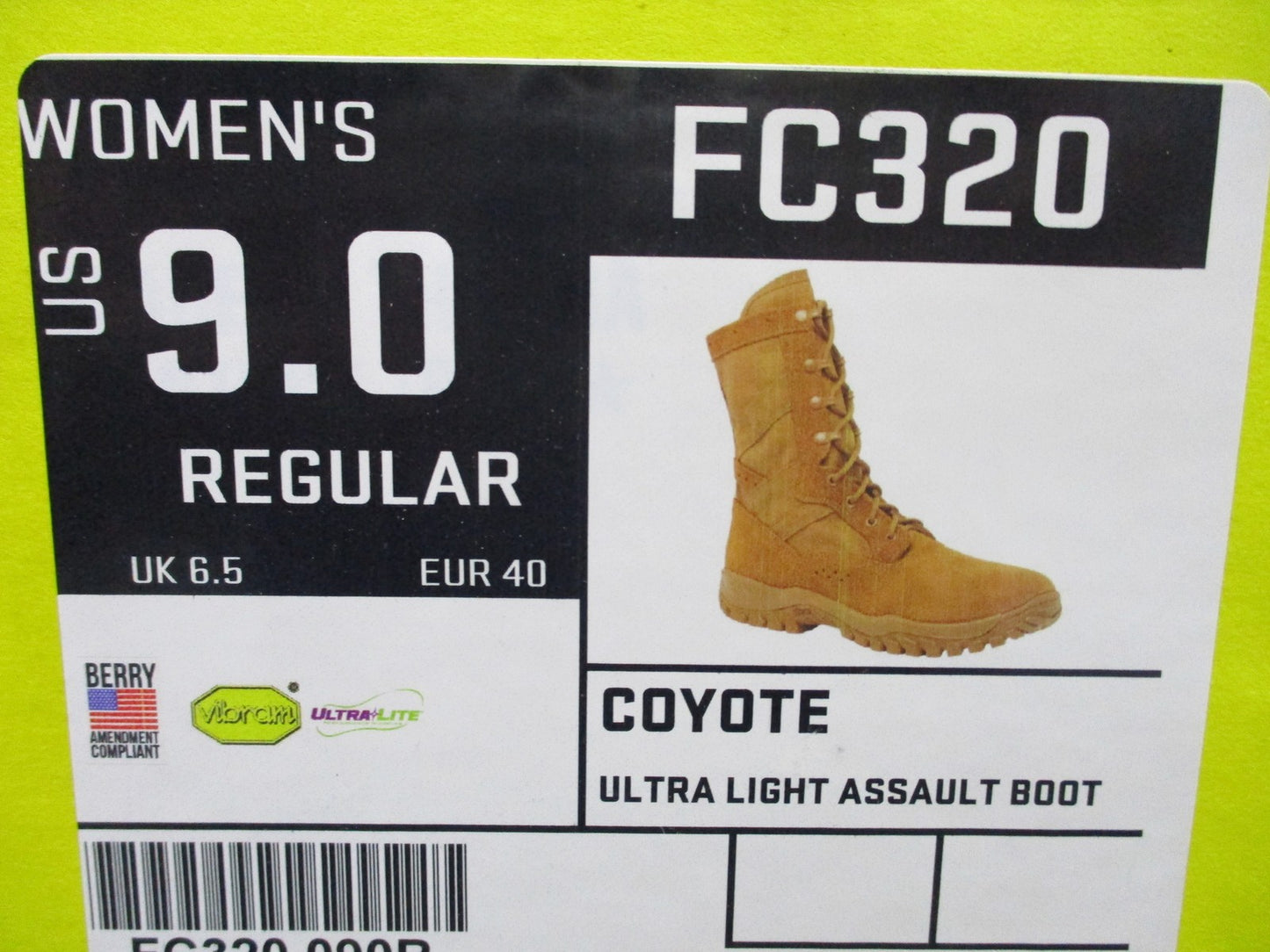 Belleville Coyote Ultra Light Assault Boots Women's US 9.0 R Vibram Made in USA