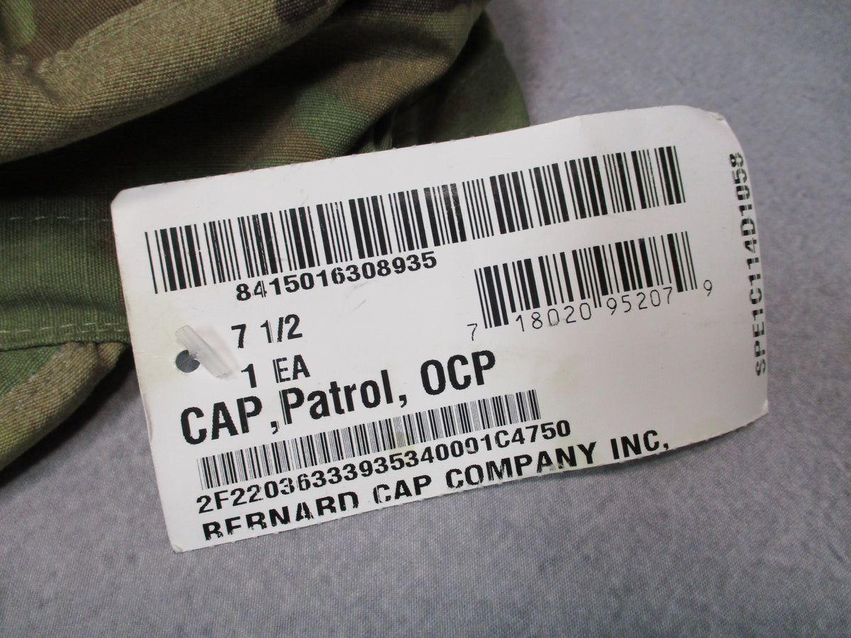 US Army USGI Scorpion OCP patrol cap by Bernard Cap Company, NYCO ripstop, size 7 1/2