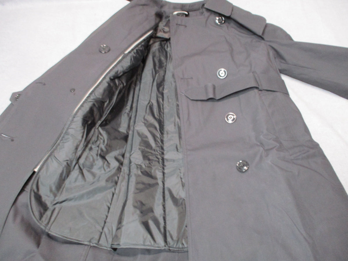 Garrison Collection women's black all-weather trench coat with belt and removable liner, size 8S short