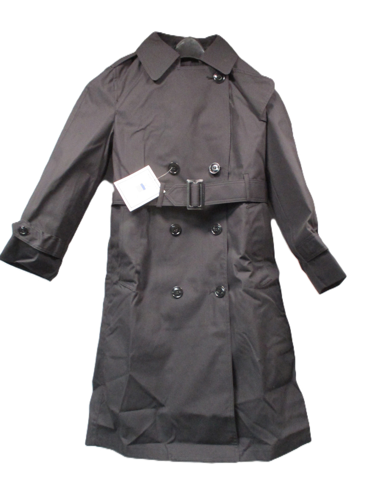 Garrison Collection women's black all-weather trench coat with belt and removable liner, size 8S short