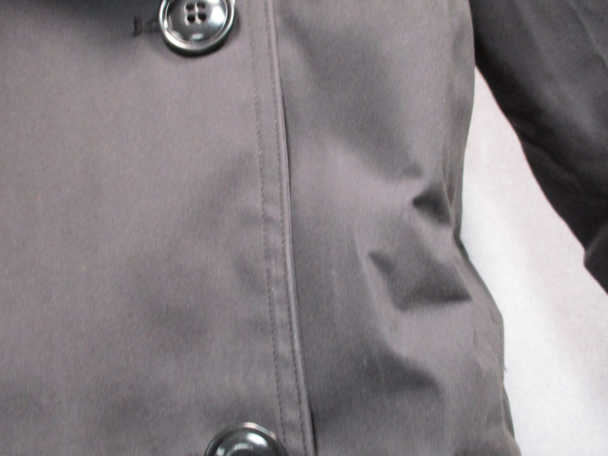 Garrison Collection women's black all-weather trench coat with belt and removable liner, size 8S short