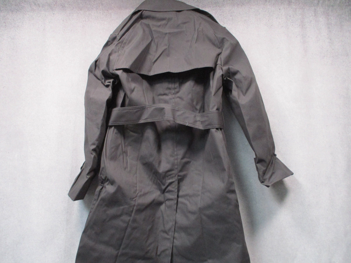 Garrison Collection women's black all-weather trench coat with belt and removable liner, size 8S short