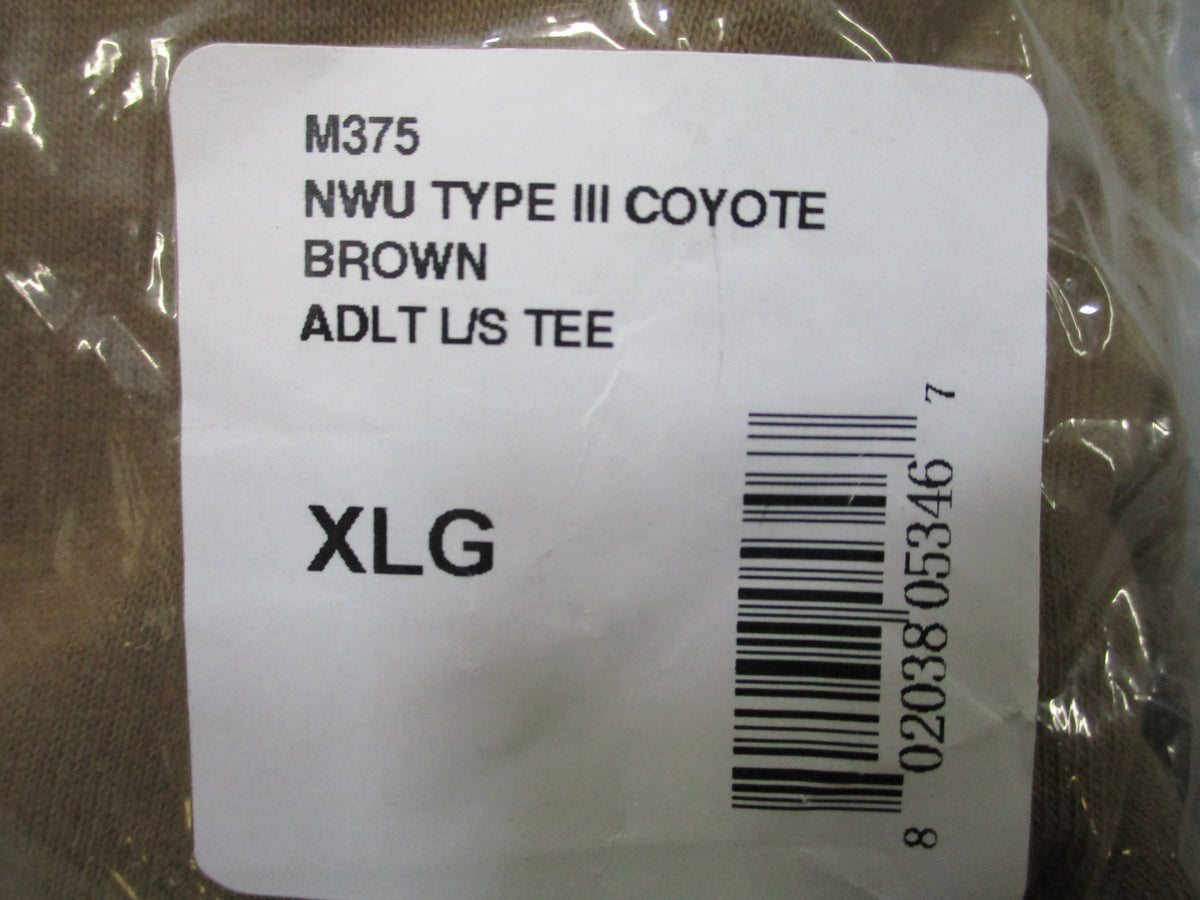 Soffe M375 Navy NWU Type III Coyote Brown Long Sleeve Cotton T-Shirt XL New