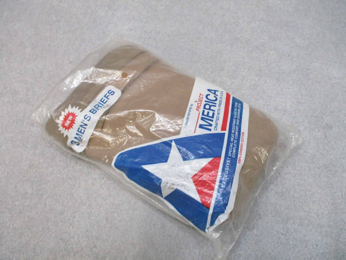 USGI Project America Brown Cotton Briefs Underwear Size 38 3 Pack USA NOS