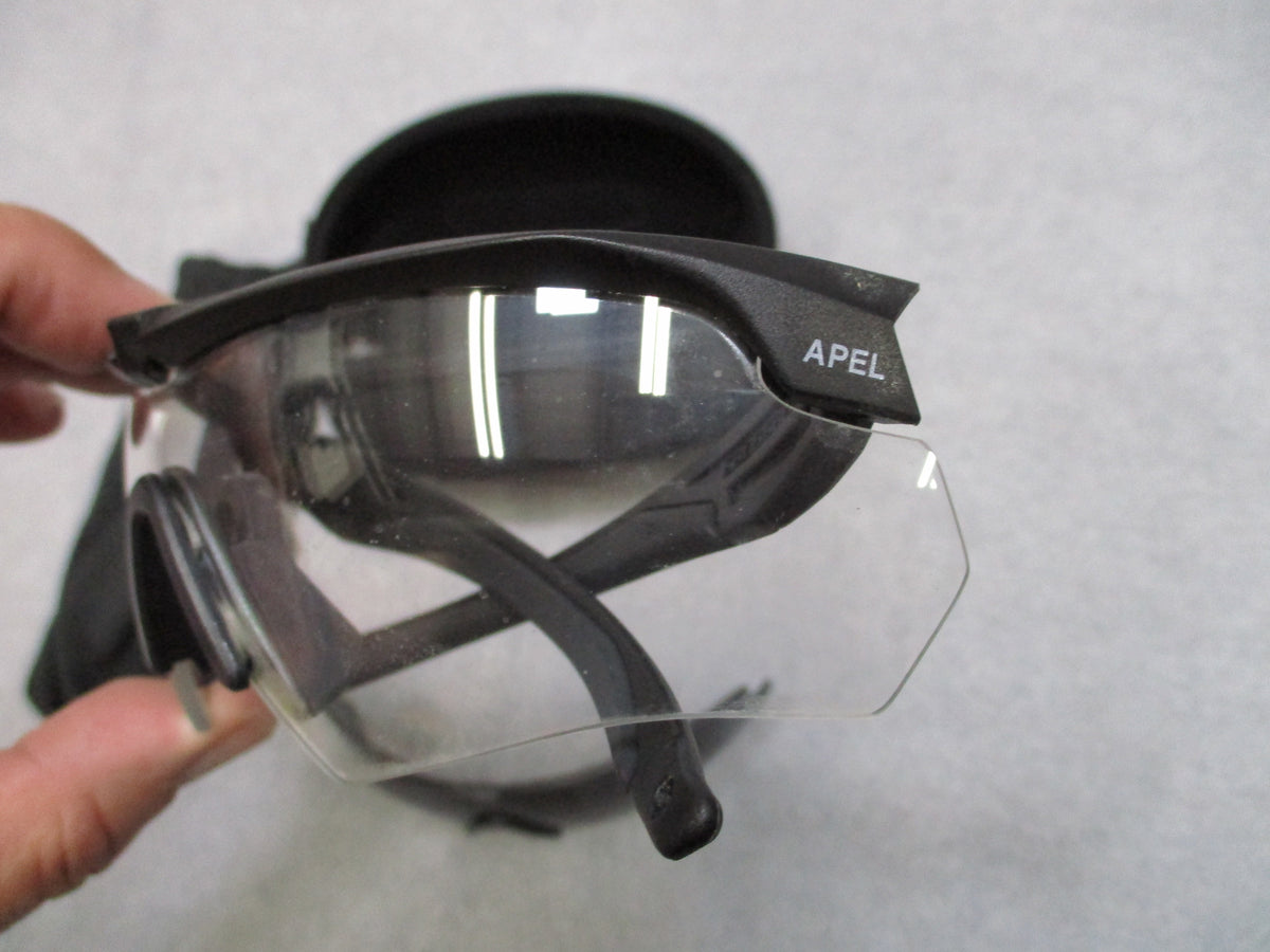 ESS Crossbow Black Safety Glasses Clear Smoke Lenses Hard Case Pouch Used