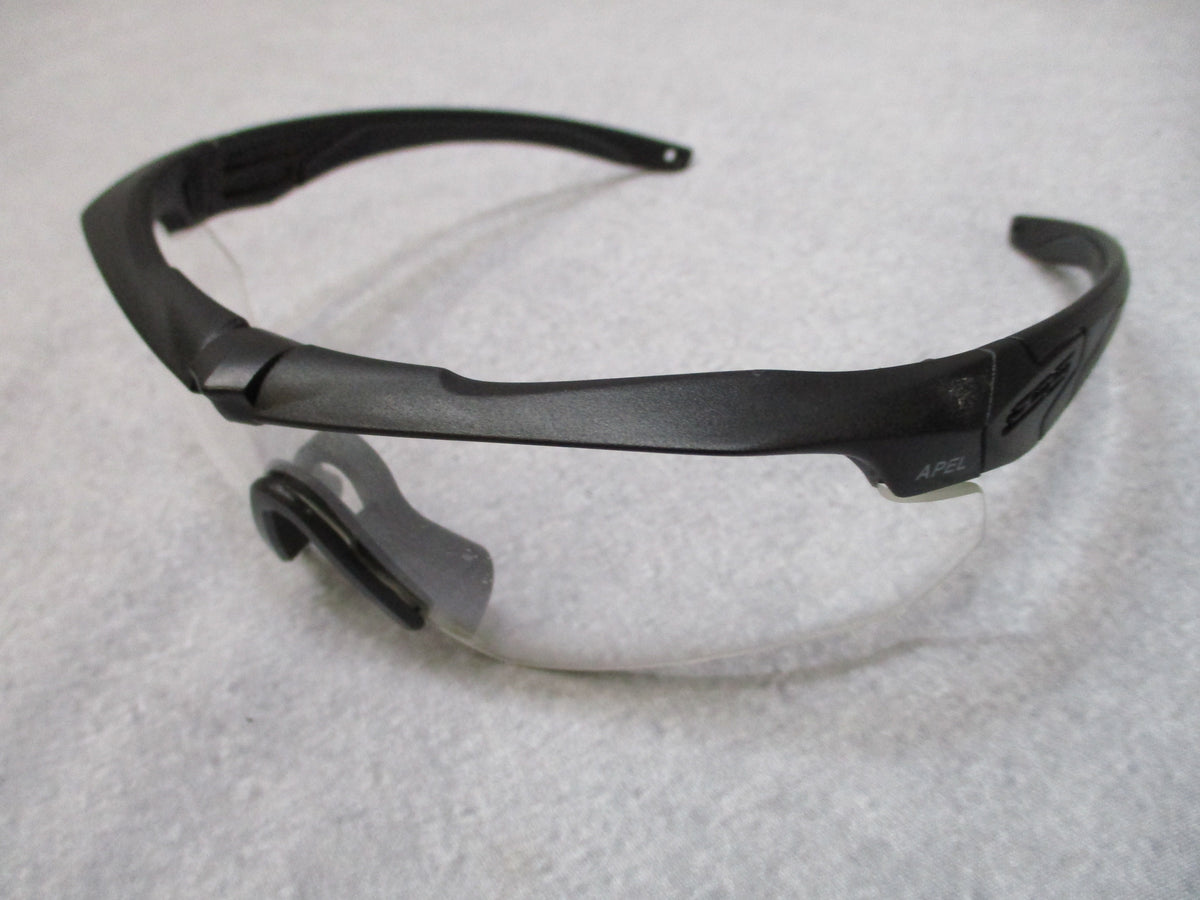 ESS Crossbow Black Safety Glasses Clear Smoke Lenses Hard Case Pouch Used
