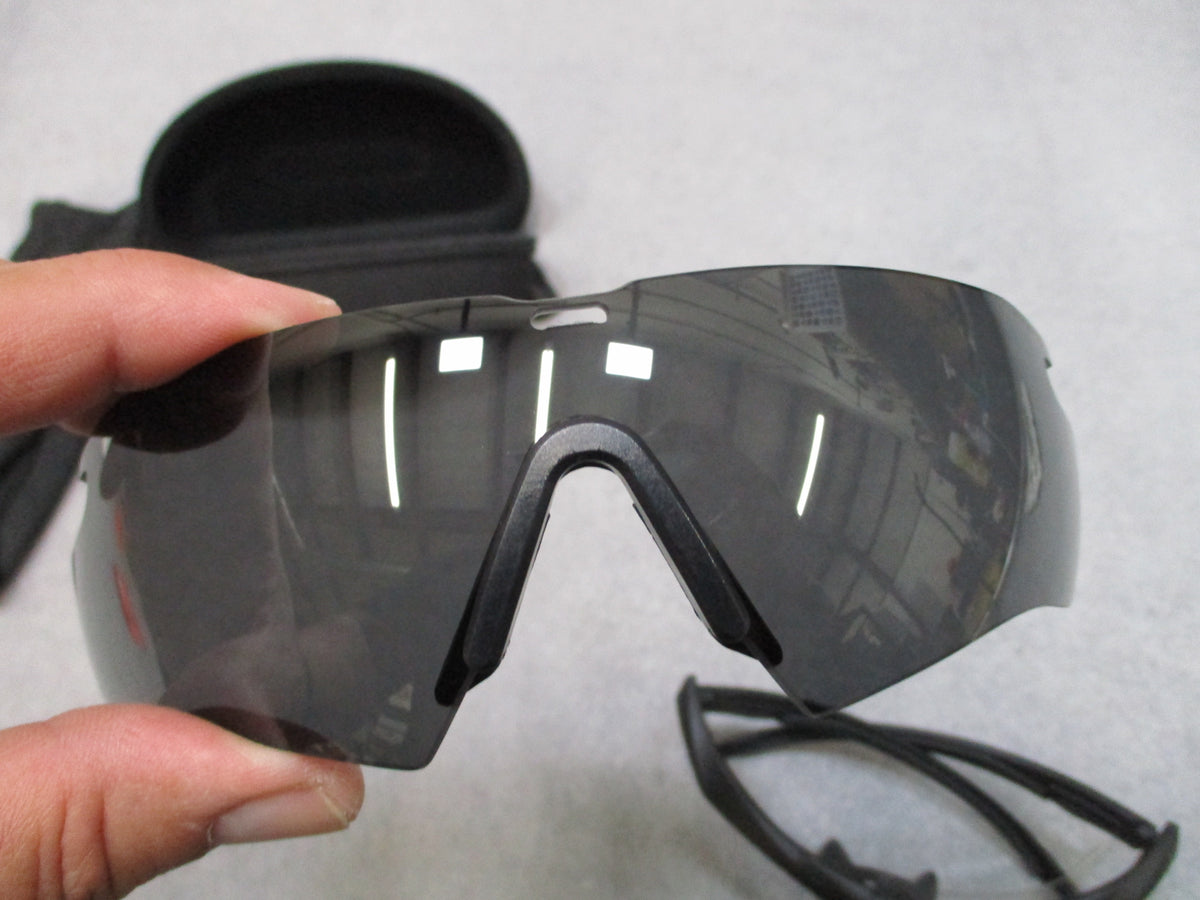 ESS Crossbow Black Safety Glasses Clear Smoke Lenses Hard Case Pouch Used