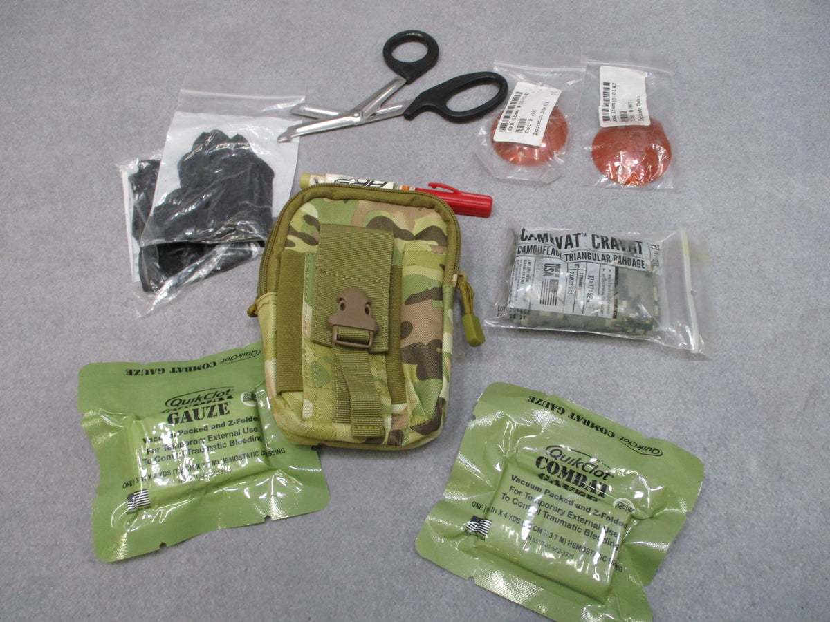 USGI First Aid Medical Supply Kit Military IFAK Shears Gauze Combat Celox