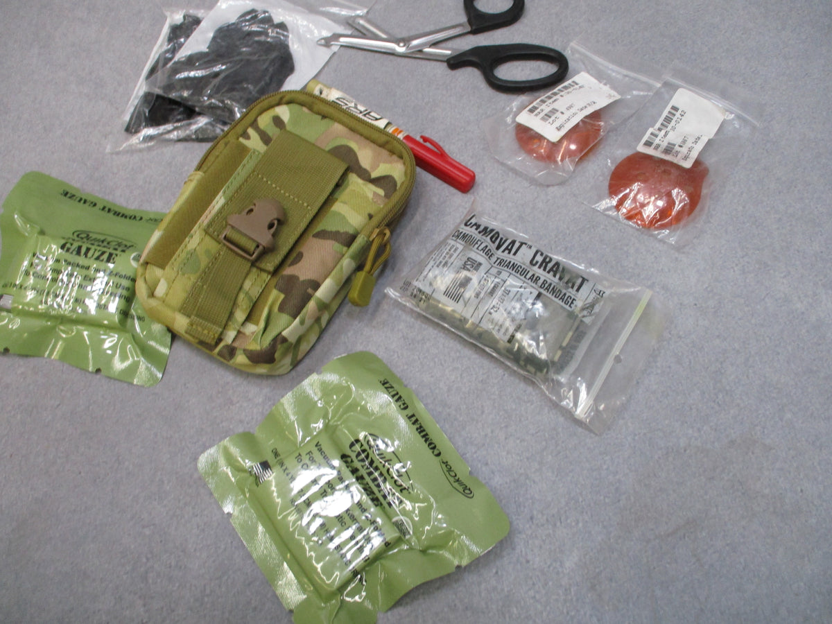 USGI First Aid Medical Supply Kit Military IFAK Shears Gauze Combat Eye Patch