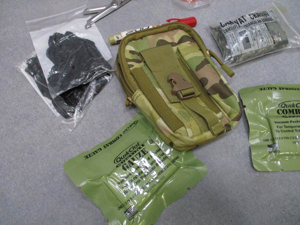 USGI First Aid Medical Supply Kit Military IFAK Shears Gauze Combat Eye Patch