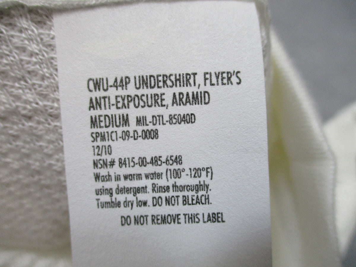 USGI CWU-44P Aramid Flyers Undershirt Medium Cream Thermal Base Layer Top NOS