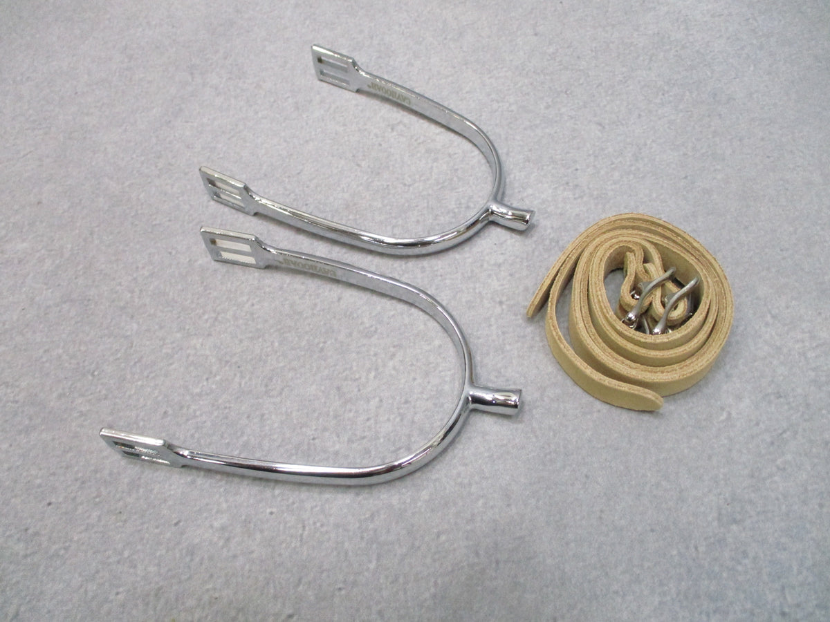 CAVHOOAH Silver Cavalry Prince of Wales Spurs Pair Tan Straps New No Tags
