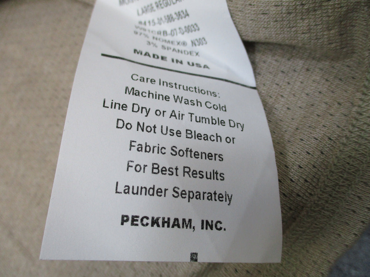 Peckham USGI Nomex FR Base Layer Shirt Large Regular Tan Army Undershirt New