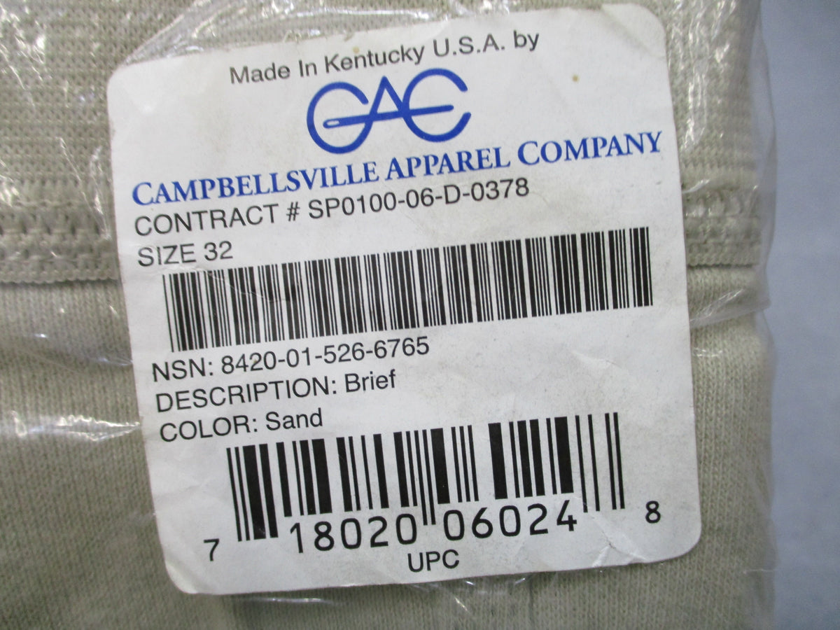 USGI CAC Sand Cotton Briefs Underwear Size 32 3 Pack USA Made Military NOS