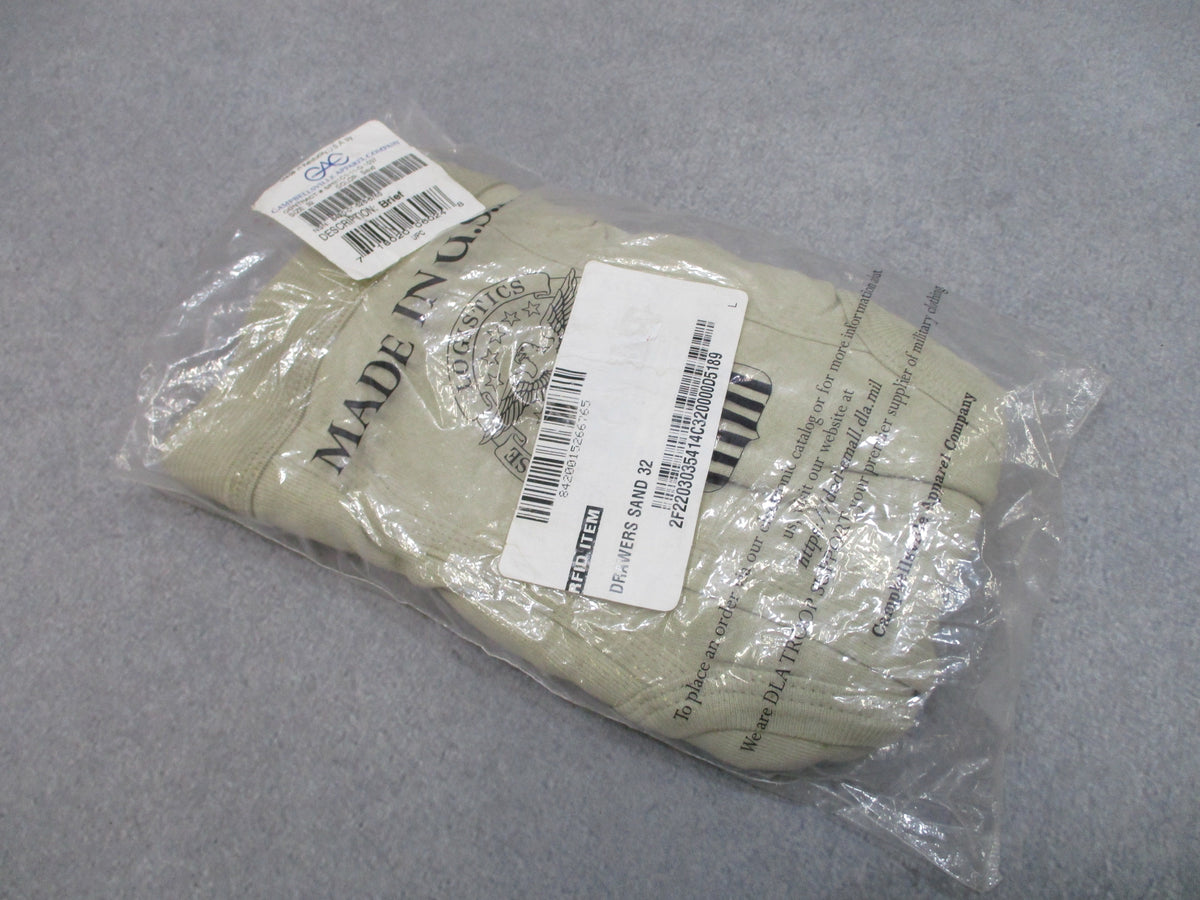 USGI CAC Sand Cotton Briefs Underwear Size 32 3 Pack USA Made Military NOS