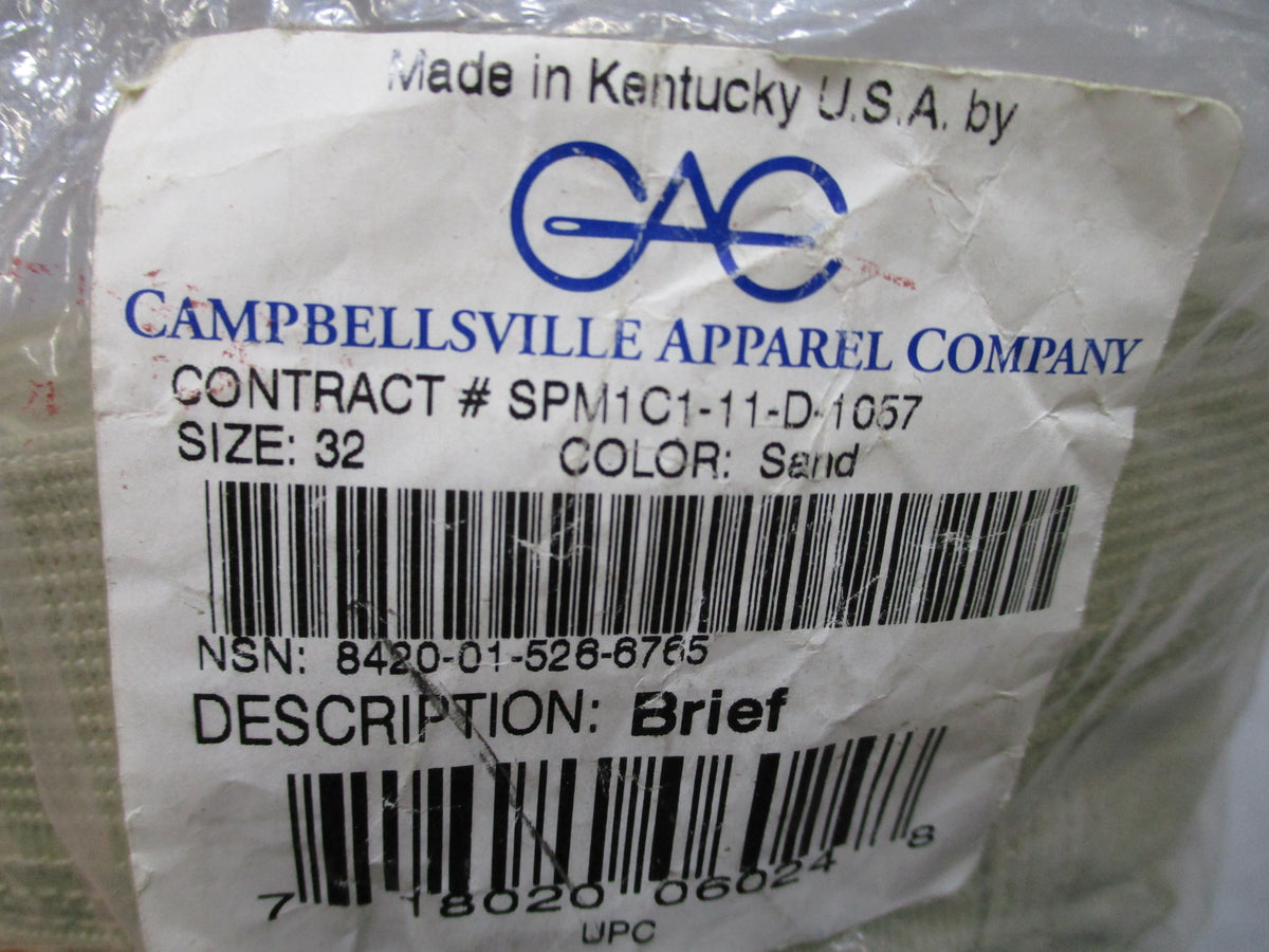 USGI CAC Sand Cotton Briefs Underwear Size 32 3 Pack USA Made Military NOS