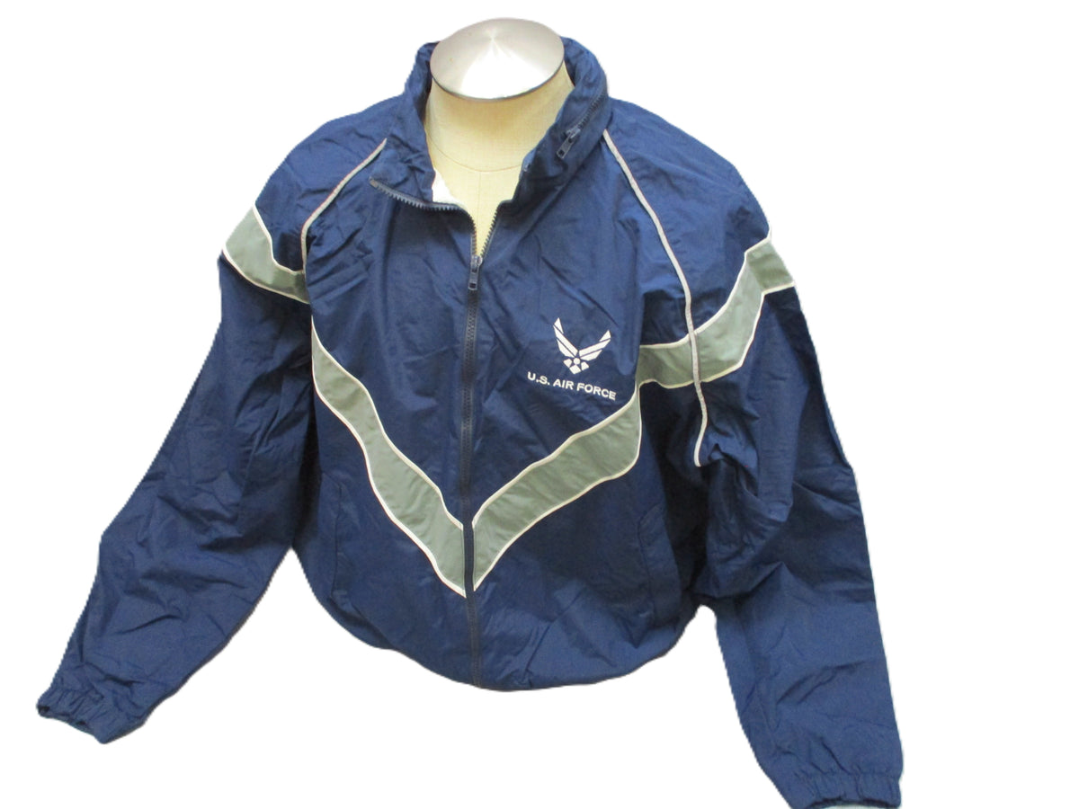 USAF Skilcraft PTU Jacket Large Regular Blue Reflective Hooded Windbreaker