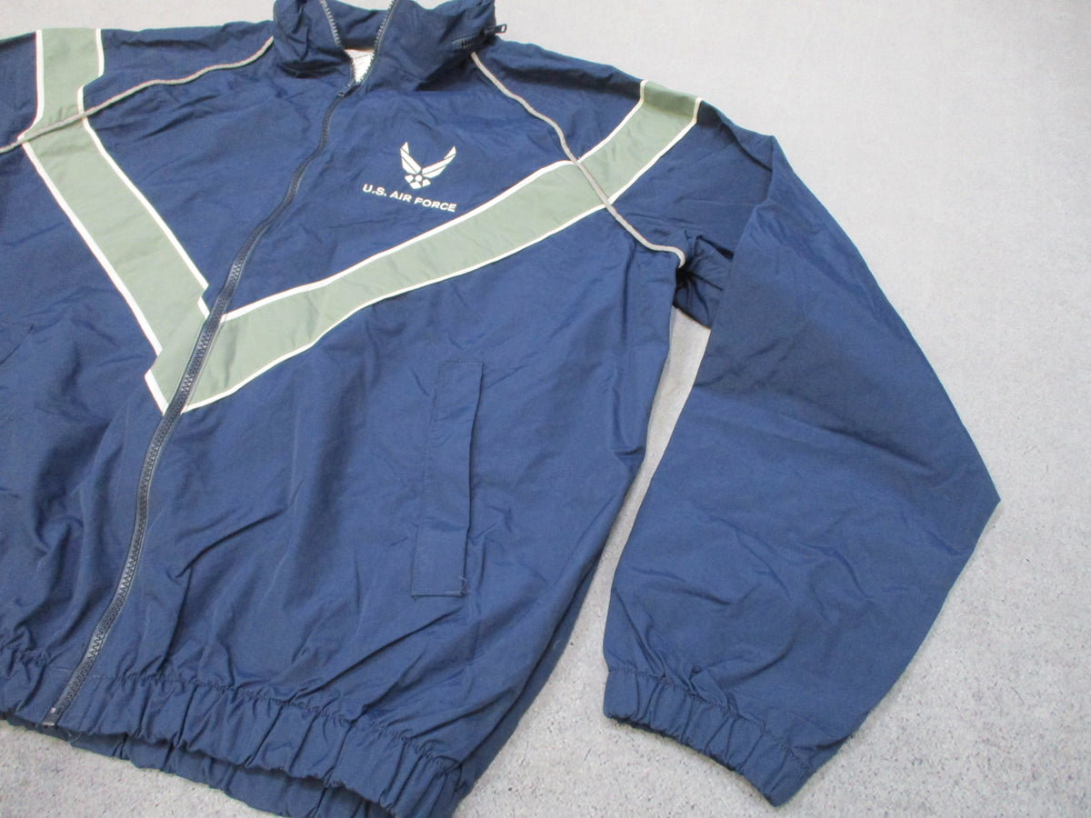 USAF Skilcraft PTU Jacket Large Regular Blue Reflective Hooded Windbreaker