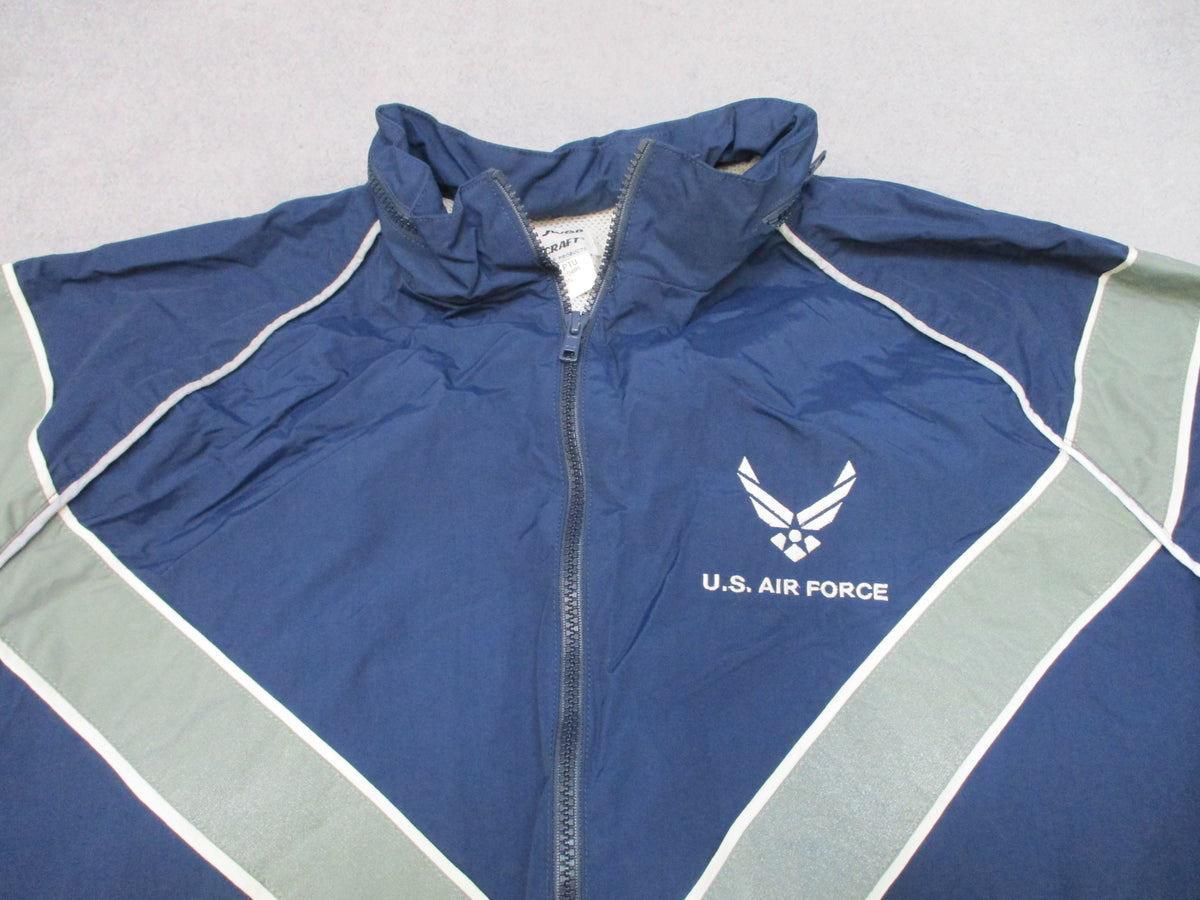 USAF Skilcraft PTU Jacket Large Regular Blue Reflective Hooded Windbreaker