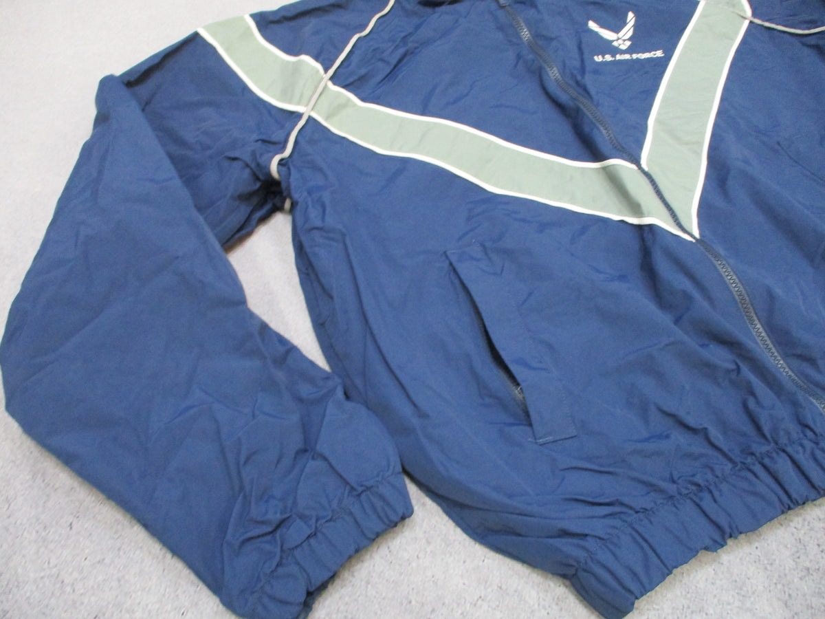 USAF Skilcraft PTU Jacket Large Regular Blue Reflective Hooded Windbreaker