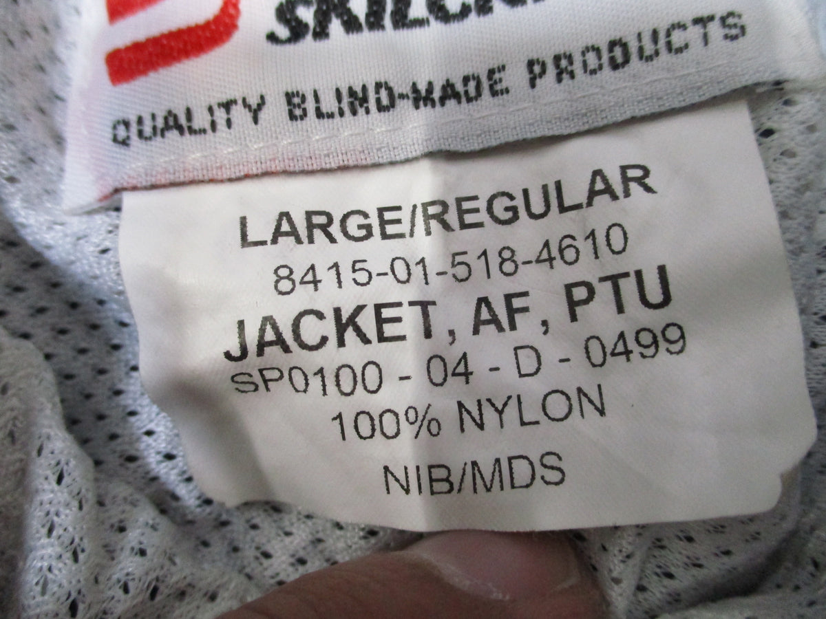 USAF Skilcraft PTU Jacket Large Regular Blue Reflective Hooded Windbreaker
