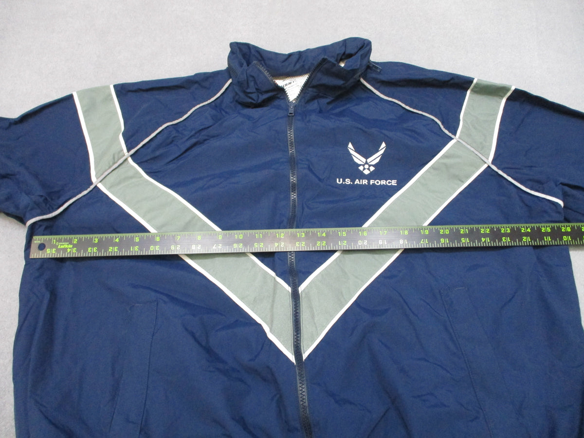 USAF Skilcraft PTU Jacket Large Regular Blue Reflective Hooded Windbreaker