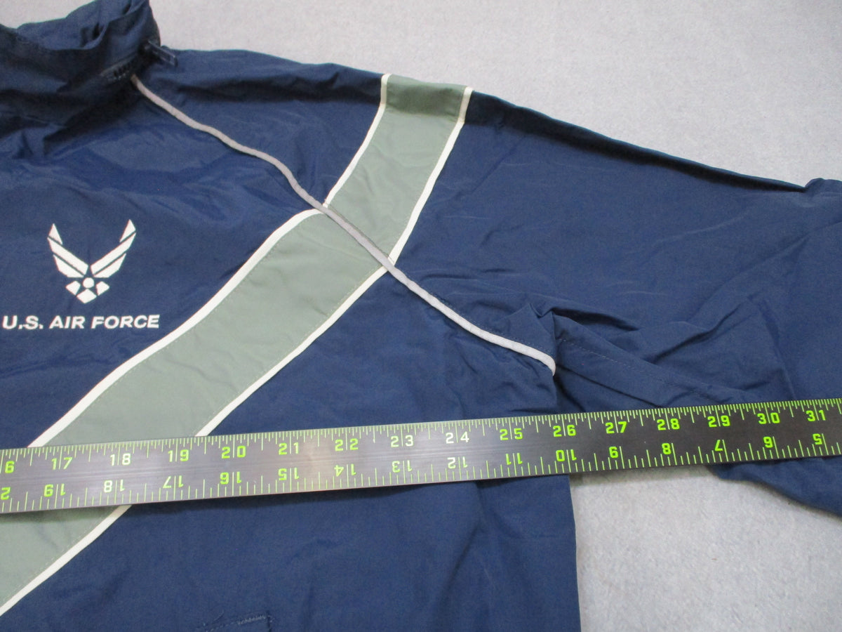 USAF Skilcraft PTU Jacket Large Regular Blue Reflective Hooded Windbreaker