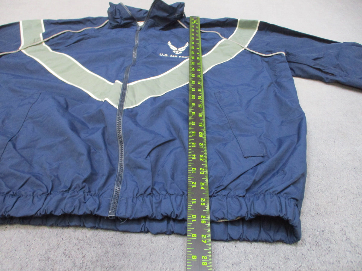 USAF Skilcraft PTU Jacket Large Regular Blue Reflective Hooded Windbreaker