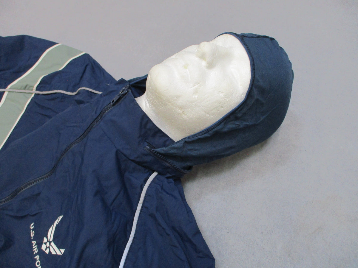 USAF Skilcraft PTU Jacket Large Regular Blue Reflective Hooded Windbreaker