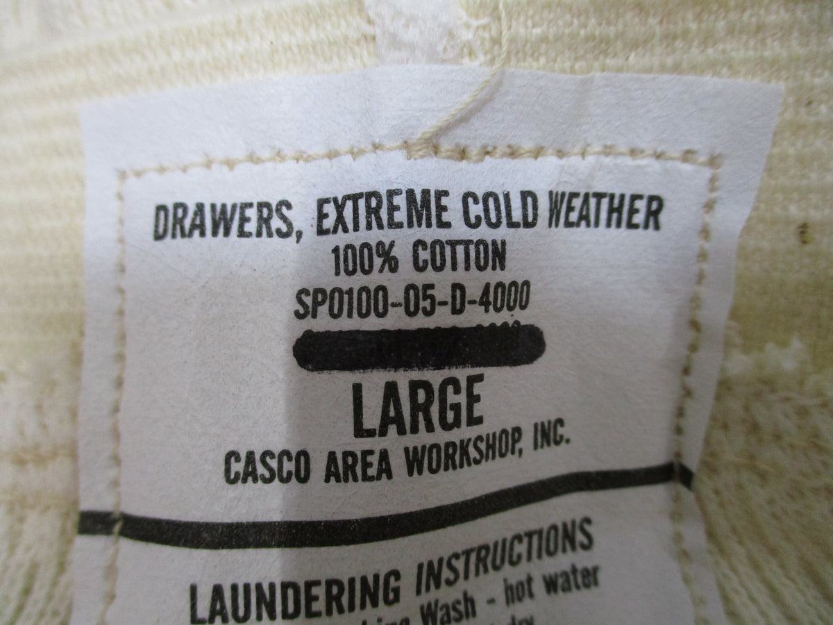 USGI Cotton Thermal Long Johns Large White Extreme Cold Weather Drawers NOS