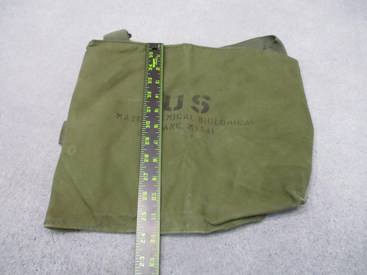 US Military M25A1 Tanker Gas Mask Carry Bag OD Green Chemical Biological Vintage