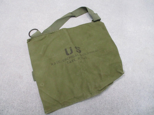 US Military M25A1 Tanker Gas Mask Carry Bag OD Green Chemical Biological Vintage